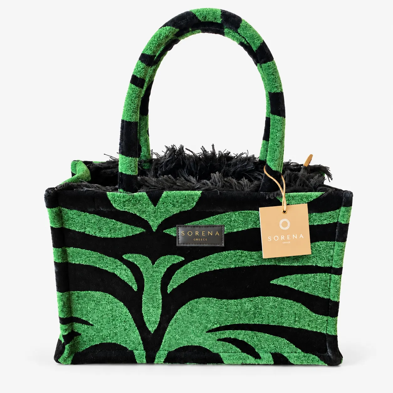 ANIMAL VELVET PETROL MEDIUM TOTE BAG