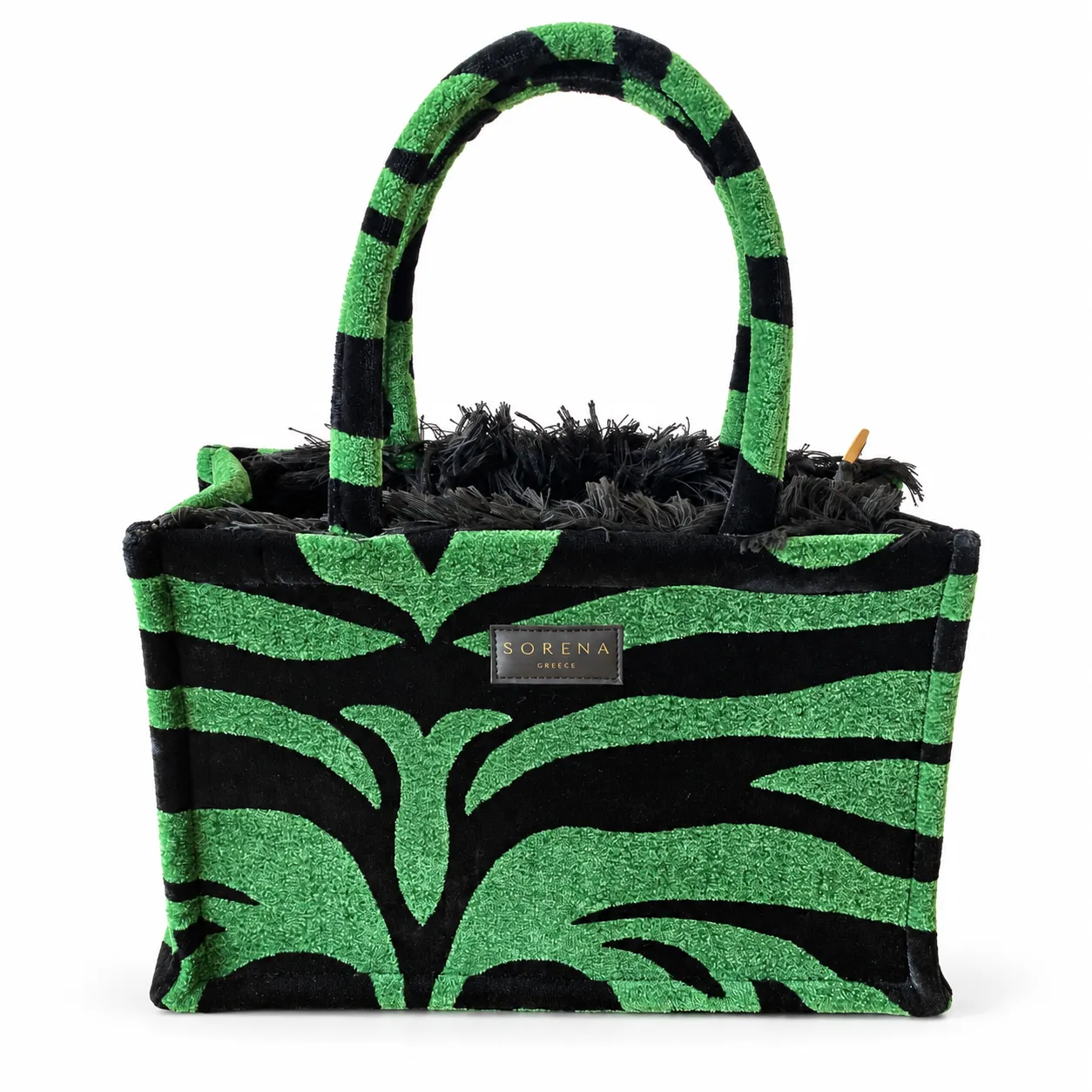 ANIMAL VELVET PETROL MEDIUM TOTE BAG